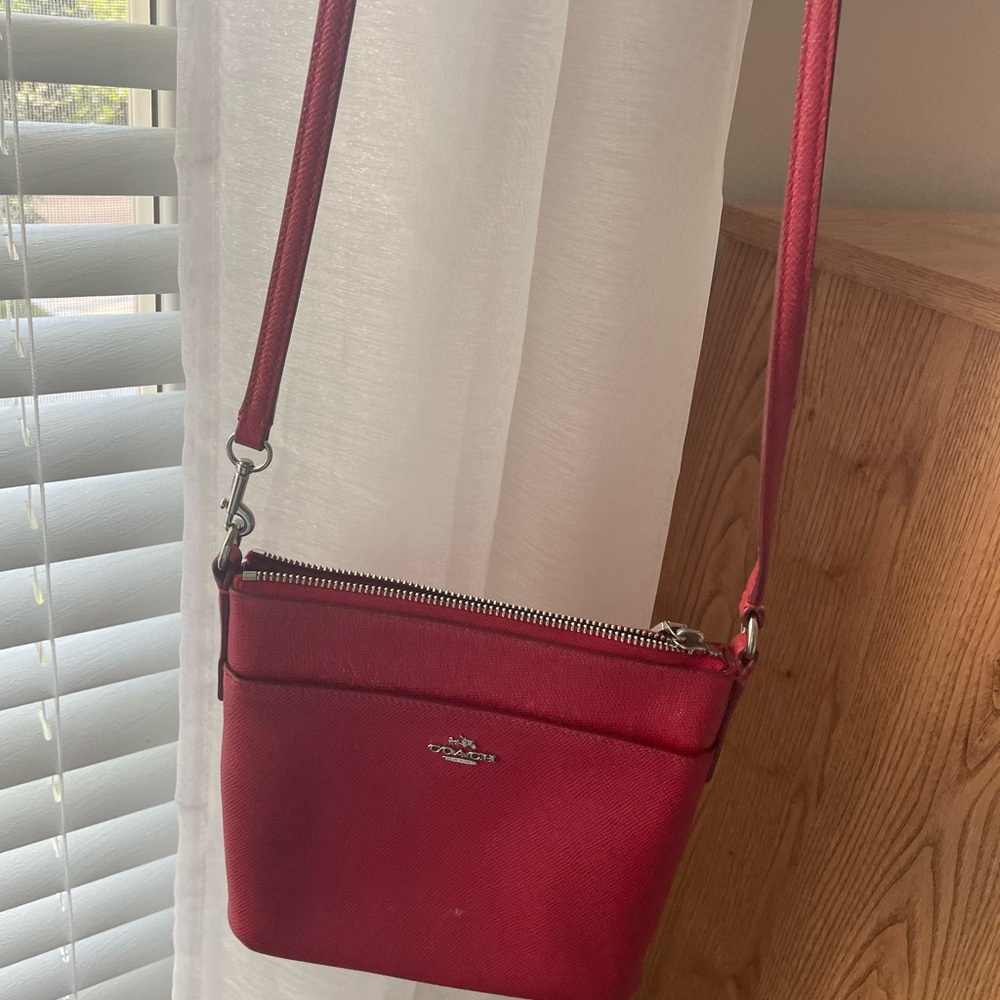 Coach Red Crossbody Bag with Gold Accents